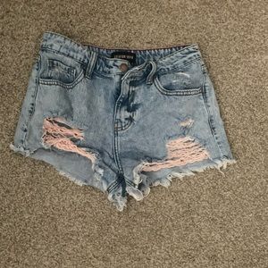 Pink Dye Jean Shorts